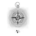 A stylized compass with clock strikes in midnight with the lyrics "You're On Your Own Kid" encircling it tattoo design idea