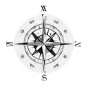 A stylized compass with clock strikes in midnight with the lyrics "You're On Your Own Kid" encircling it tattoo design idea