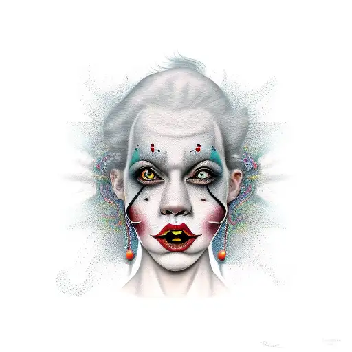women clown faces tattoo design idea