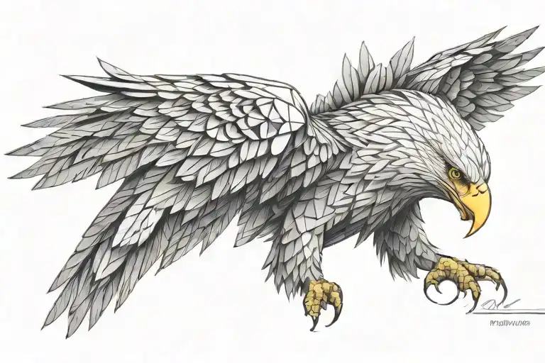 Majestic eagle with wings open to their fullest extent tattoo design idea