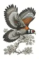 pheasant flying tattoo design idea