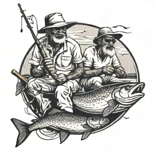 fishing in goa with uncle   tattoo design idea
