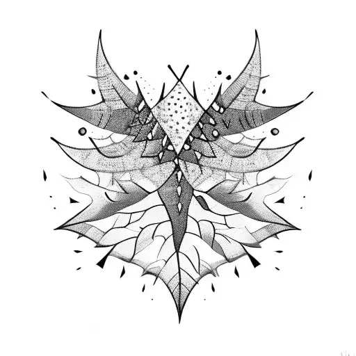 wines with leaves and spikes tattoo design idea
