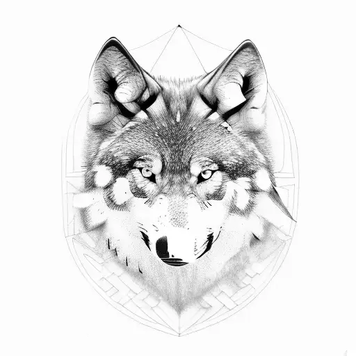  Kompass Rabe Wolf  tattoo design idea