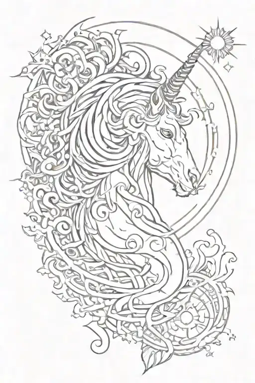 Capricorn sun sign and Leo rising sun tattoo design idea