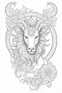 Capricorn sun sign and Leo rising sun tattoo design idea