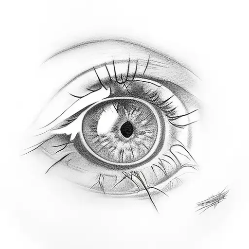 women eye with a pencil drawing itself tattoo design idea