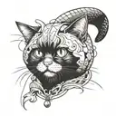 comic cat funny tattoo design idea