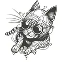 comic cat funny tattoo design idea