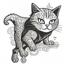 comic cat funny tattoo design idea