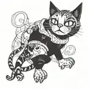comic cat funny tattoo design idea
