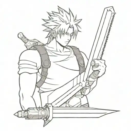 final fantasy 7 cloud's buster sword tattoo design idea