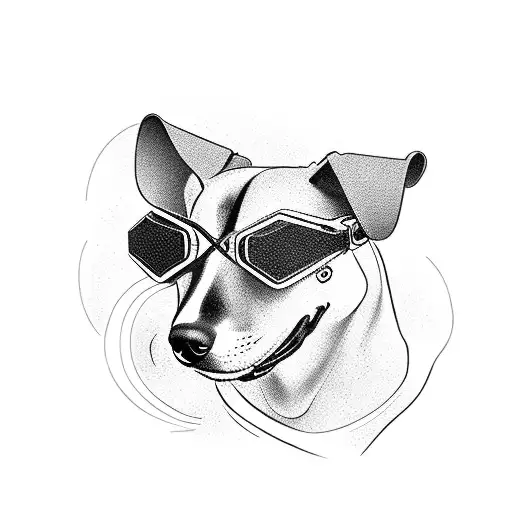 “silhouette of a dog swimming with diving goggles and fins tattoo design idea