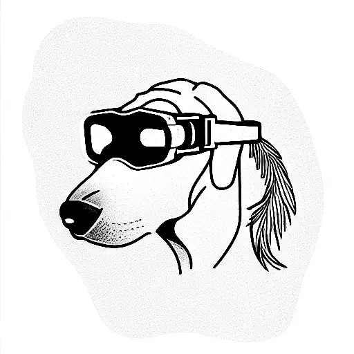 profile dog with fins and diving goggles tattoo design idea