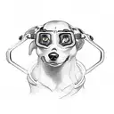 “silhouette profile of a dog swimming with diving goggles and fins tattoo design idea