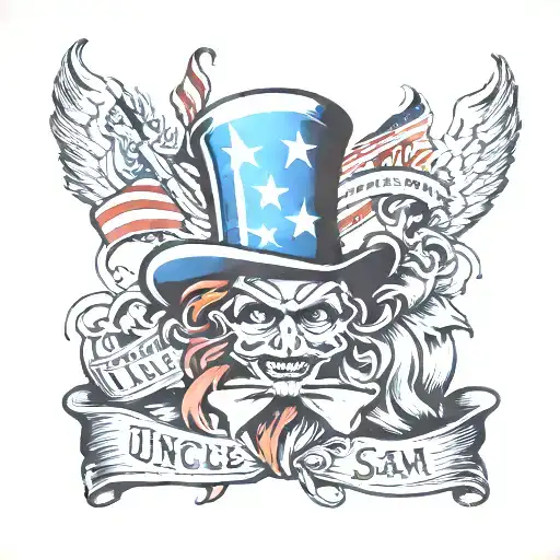 a trashy tattoo design that says "I'm a whore for Uncle Sam" tattoo design idea