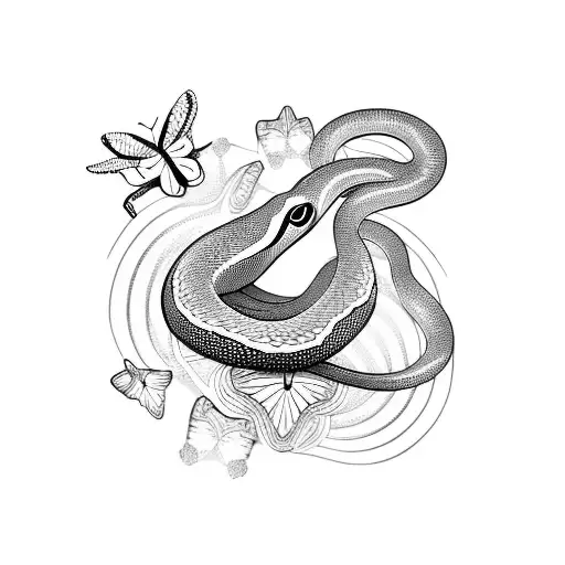 snake made out of butterflies tattoo design idea