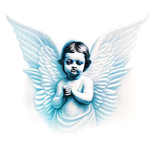 little angel antique tattoo design idea