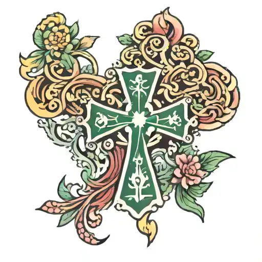 irish italian cross tattoo design idea