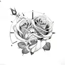 broken Time clock with roses  tattoo design idea