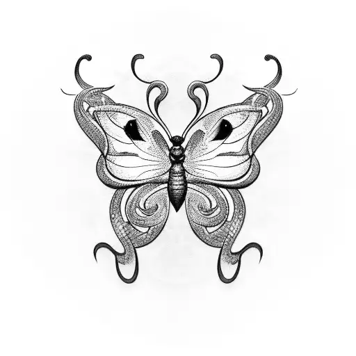 Butterfly with snake tattoo design idea