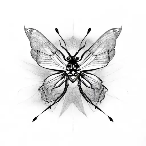 butterfly with spider tattoo design idea