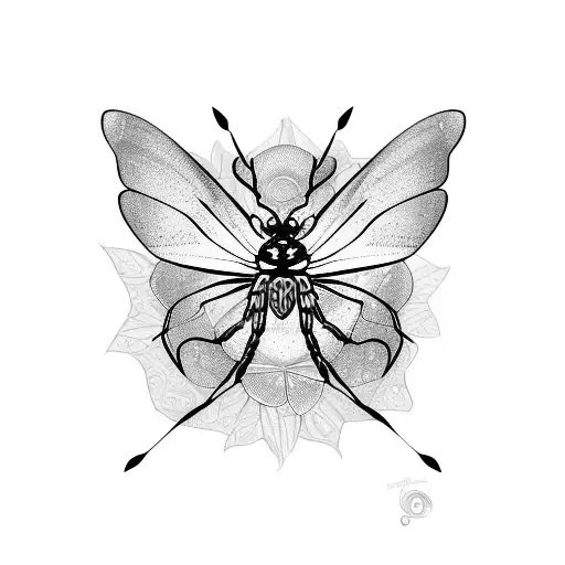 butterfly with spider tattoo design idea