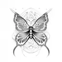 Butterfly with snake tattoo design idea