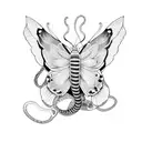 Butterfly with snake tattoo design idea