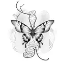 Butterfly with snake tattoo design idea