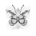 Butterfly with snake tattoo design idea