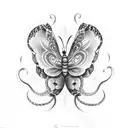 Butterfly with snake tattoo design idea