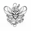 Butterfly with snake tattoo design idea