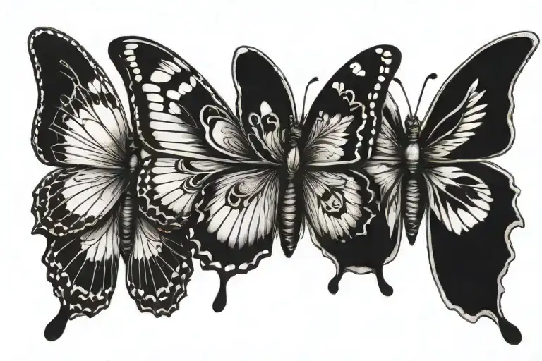 Butterfly metamorphosis portrayed tattoo design idea