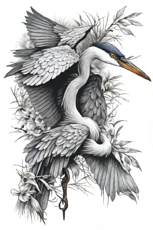 tatoo 0f a heron  tattoo design idea