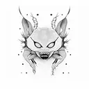 half spider face and half jackal face tattoo design idea