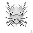 half spider face and half jackal face tattoo design idea