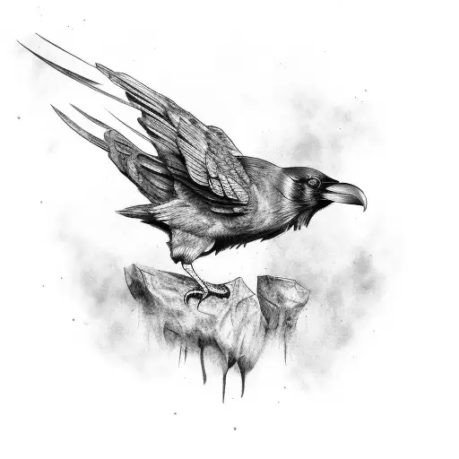 raven with nightshade tattoo design idea