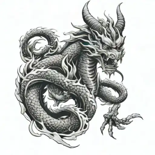 Japanese demon and dragon tattoo design idea