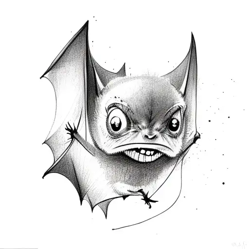bat angry hanging upside tattoo design idea