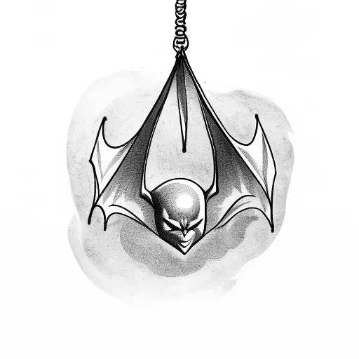 bat angry hanging upside tattoo design idea