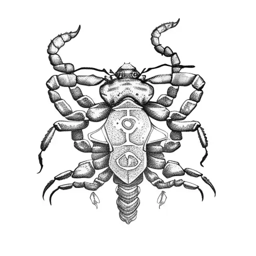 Scorpion with Scorpio symbol in tail tattoo design idea