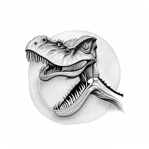 velociraptor in front of minimalistic roller coaster tattoo design idea