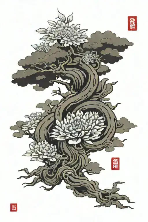 Buddhist symbols incorporated tattoo design idea
