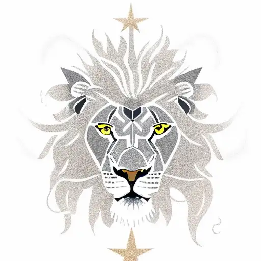 military Lion with brown eyes on the background of the Ukrainian flag tattoo design idea