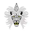 military Lion with brown eyes on the background of the Ukrainian flag tattoo design idea