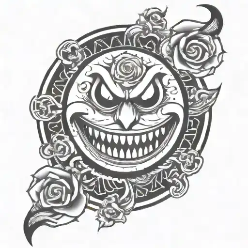 Evil smiley face  tattoo design idea