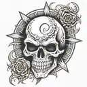 Evil smiley face morphing skull tattoo design idea