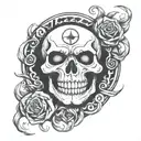 Evil smiley face morphing skull tattoo design idea