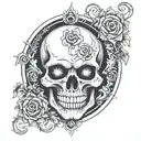 Evil smiley face morphing skull tattoo design idea